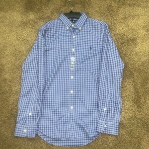 NWT Men’s Polo Ralph Lauren Long Sleeve Collar Blue Checkered Top